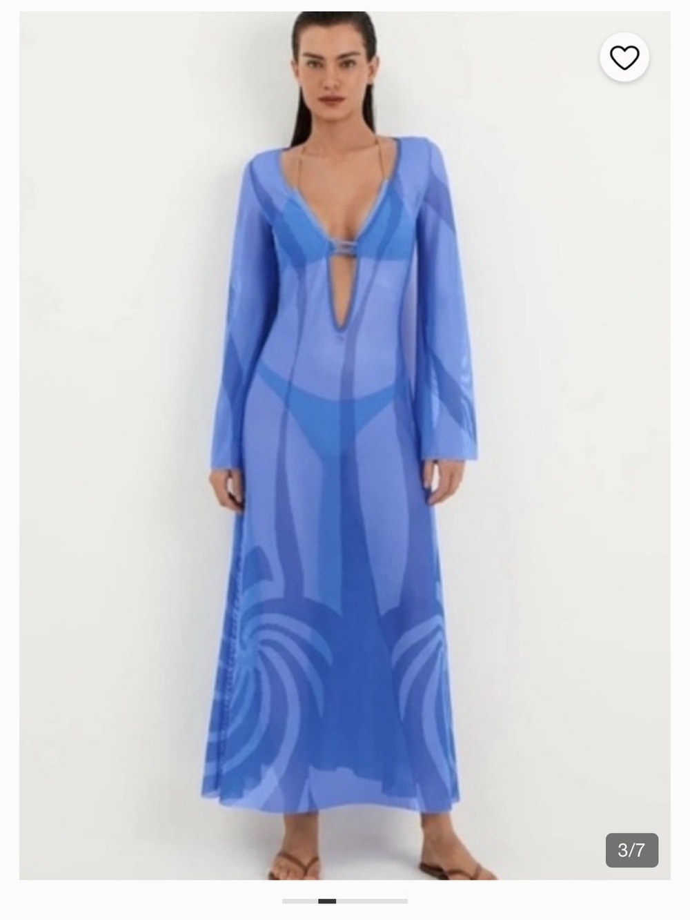 Caroline Constas Sheer Blue Wave Maxi Dress